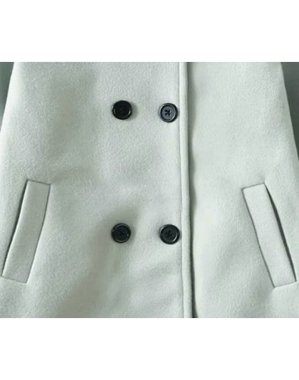 Mint Green Girls Elegant Woolen Lapel Pea Coat with Long Sleeves Windproof Thermal Fleece Jacket ( Copy )