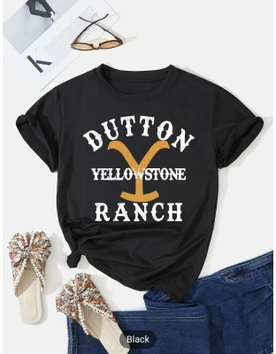 Yellowstone Graphic Print Short Sleeve T Shirt Fashion Blouse Comfort Dutton Womenswear Top Tshirt Streetwear Ranch Summer Lady Casual Crew neck - Box 2