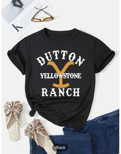 Yellowstone Graphic Print Short Sleeve T Shirt Fashion Blouse Comfort Dutton Womenswear Top Tshirt Streetwear Ranch Summer Lady Casual Crew neck - Box 2